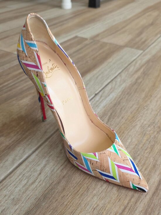 Christian Louboutin So-Kate 120 Cork Chevron Shoe Eur. 37.5 main image 1